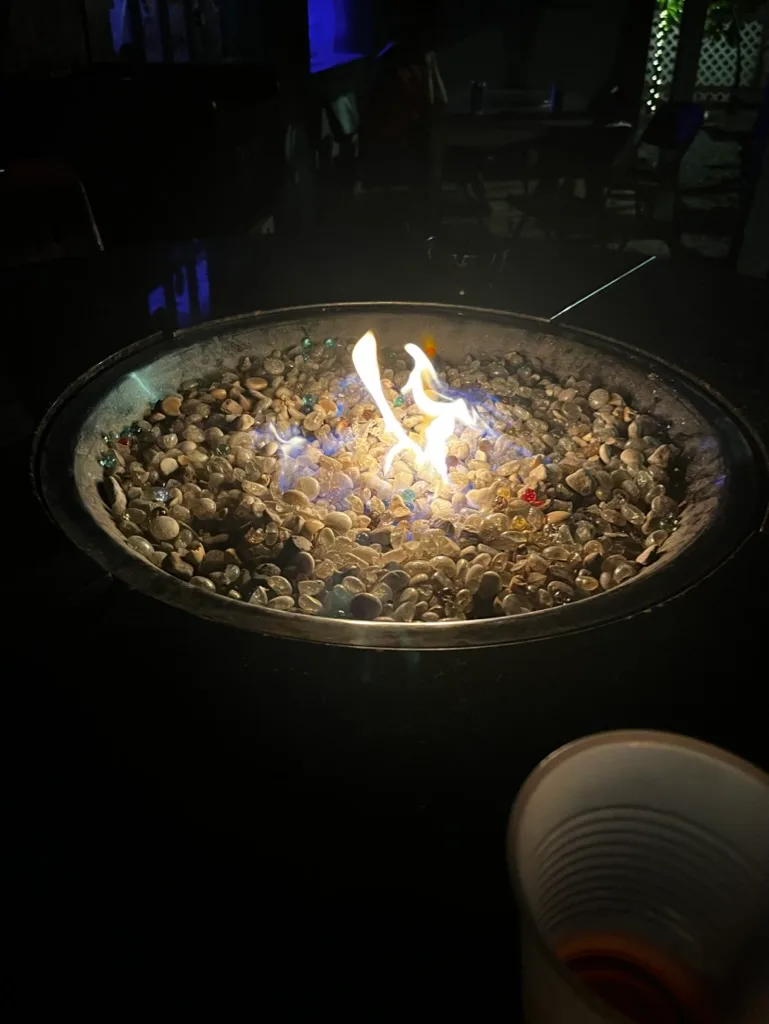 Buster's fire pit at night