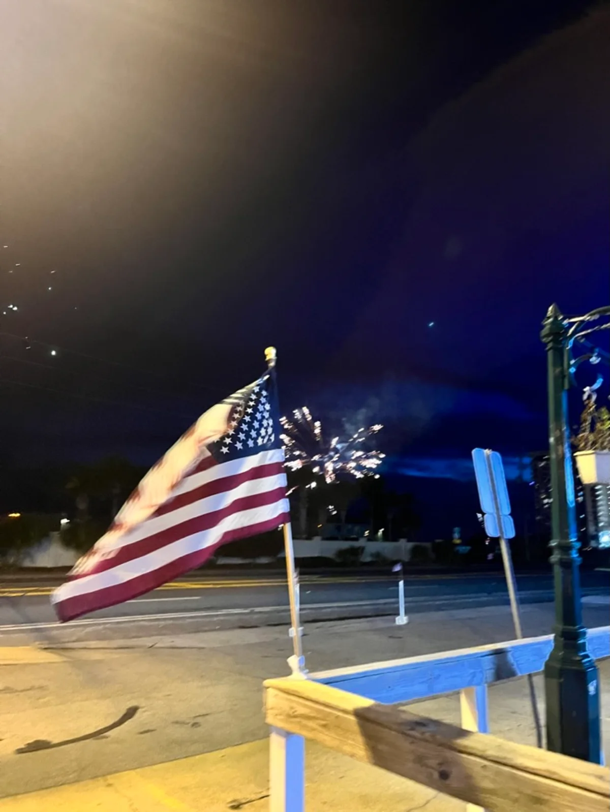 American flag at Buster's Beer and Bait, Thomas Drive PCB