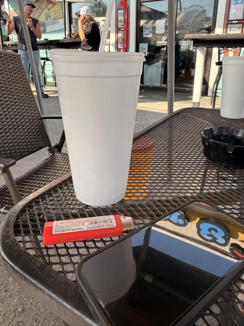 Outdoor tables at Buster's Beer and Bait patio